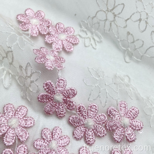 Tissu de dentelle de broderie 3D en maille 3D de la fleur Bicolour